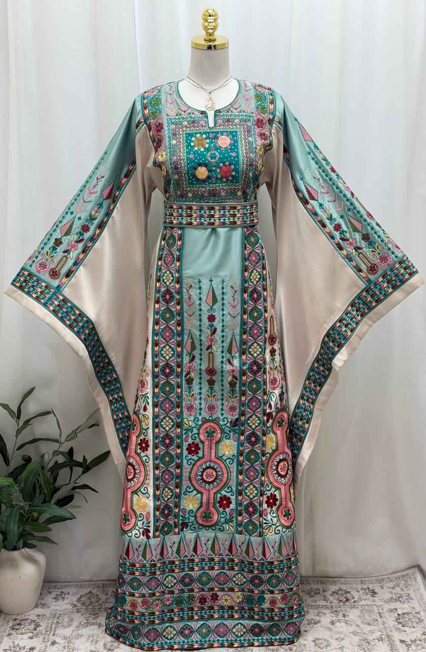 Zayna Satin Embroidered Thobe