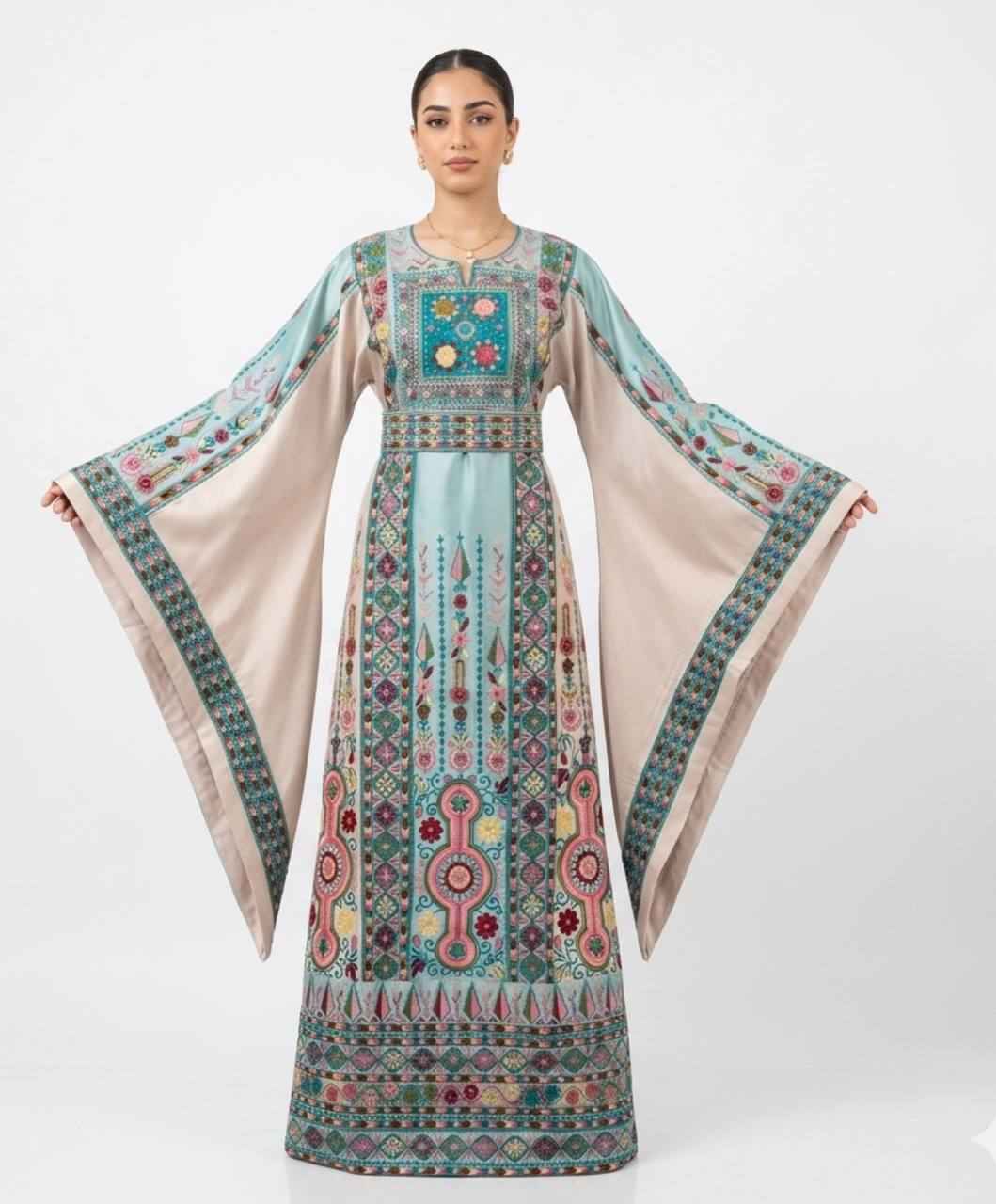 Zayna Satin Embroidered Thobe