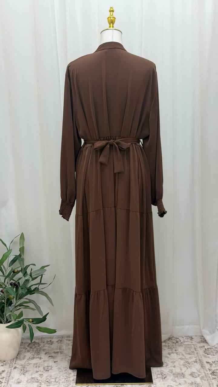 Flowing Brown Tiered Maxi Dress