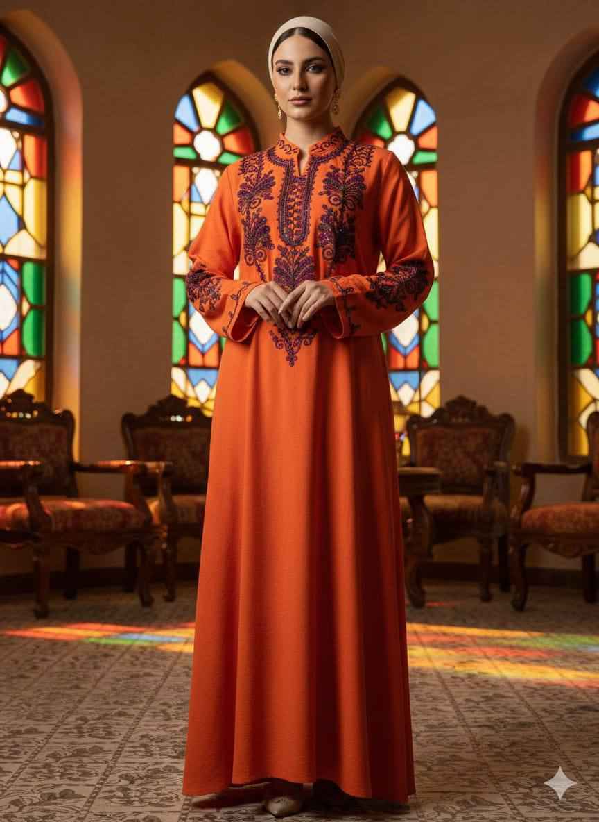 Layali Premium Embroidered Linen Jalabiya - Palestinian Elegance Layali Premium Embroidered Linen Jalabiya - Palestinian Elegance
