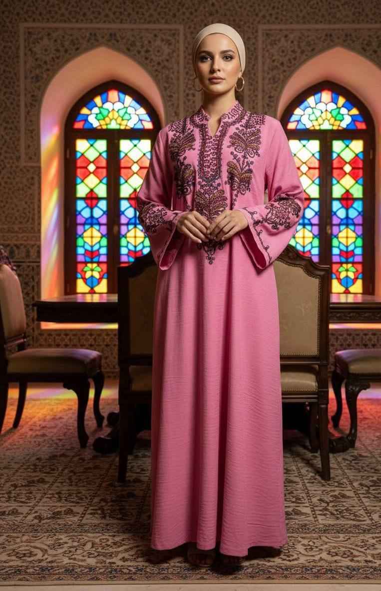 Layali Premium Embroidered Linen Jalabiya