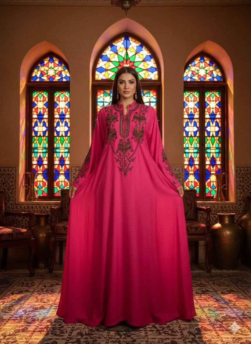 Layali Premium Embroidered Linen Jalabiya