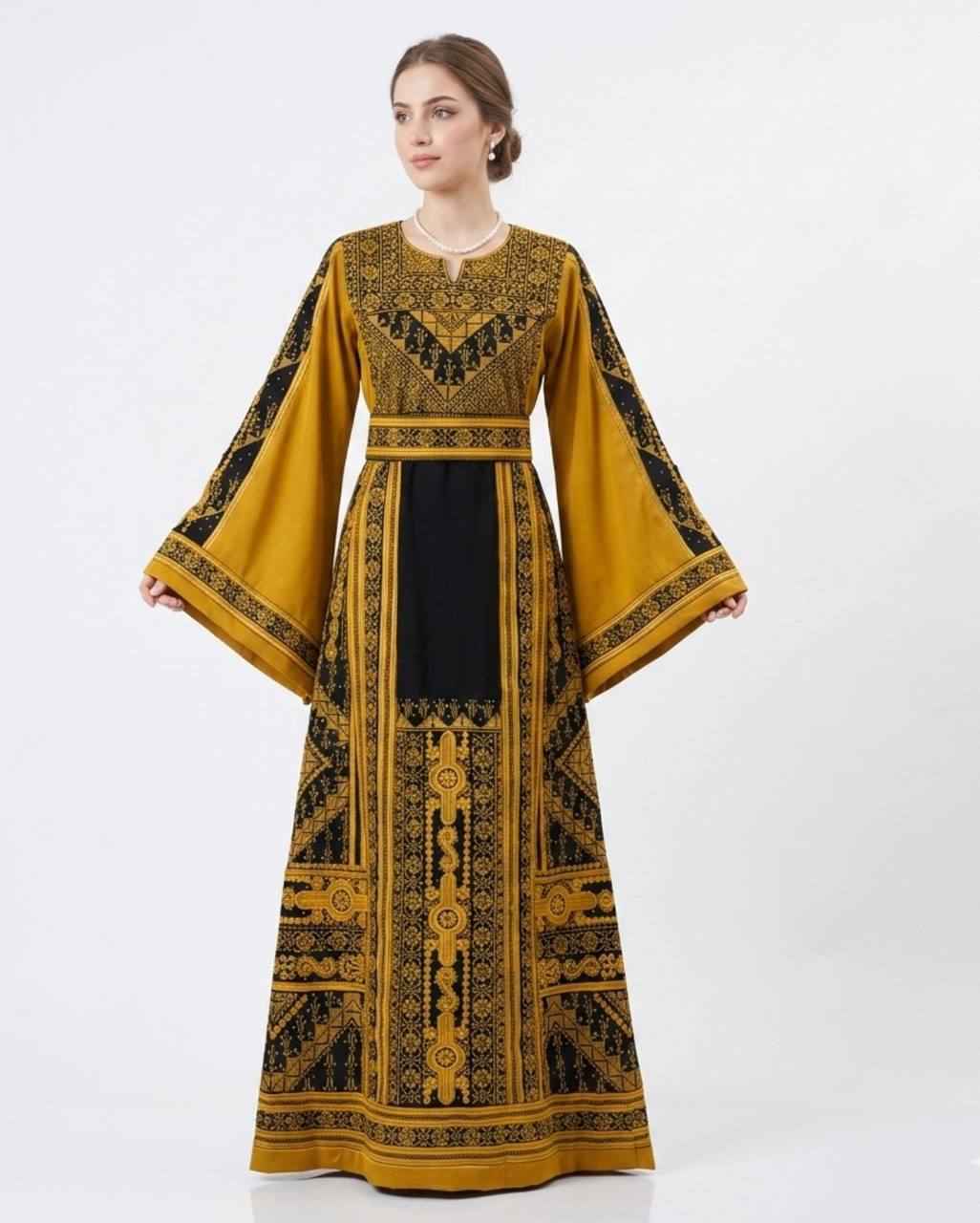 Noor Al Ard Satin Thobe - Palestinian Elegance