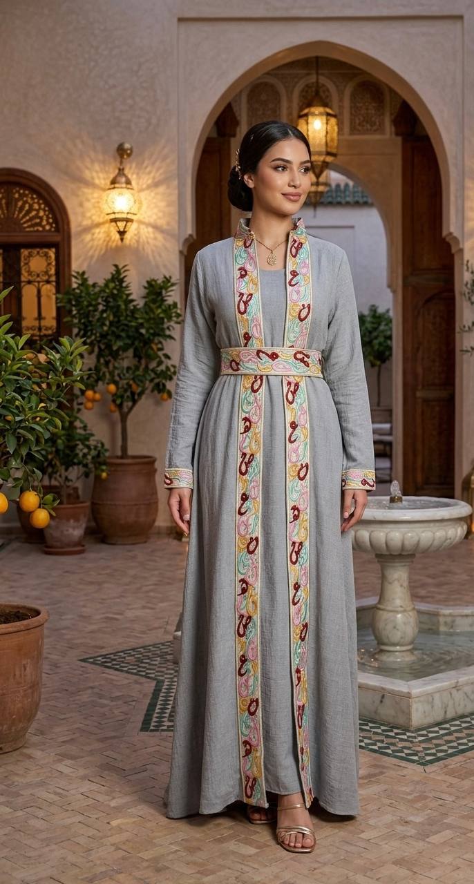 Arabic Whisper Linen Abaya Set