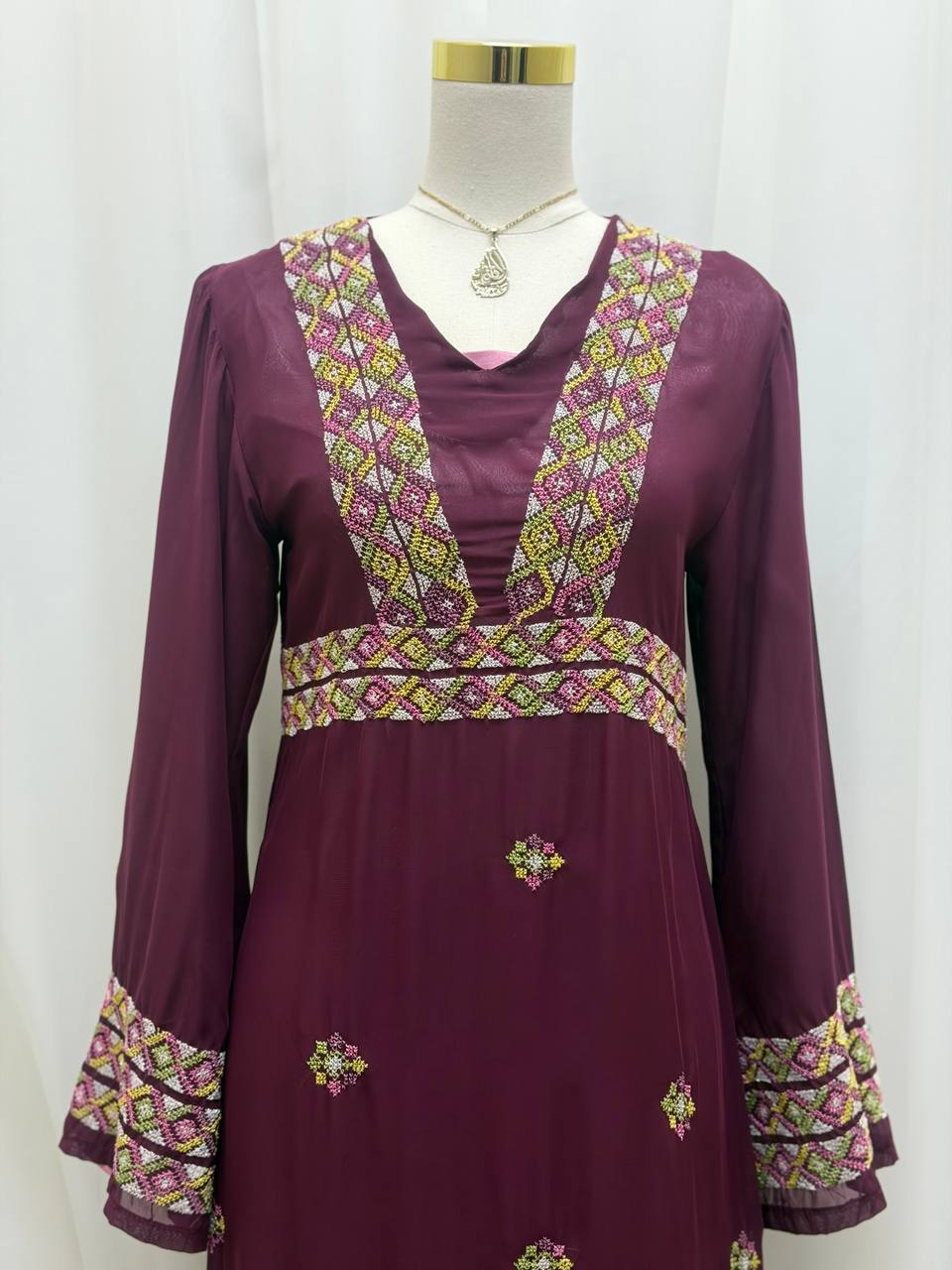 Royal Amethyst Hand-Embroidered Maxi