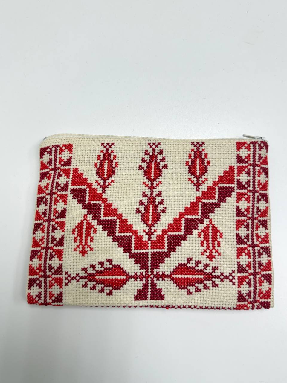 Hand-Embroidered Palestinian Heritage Zipper Pouch
