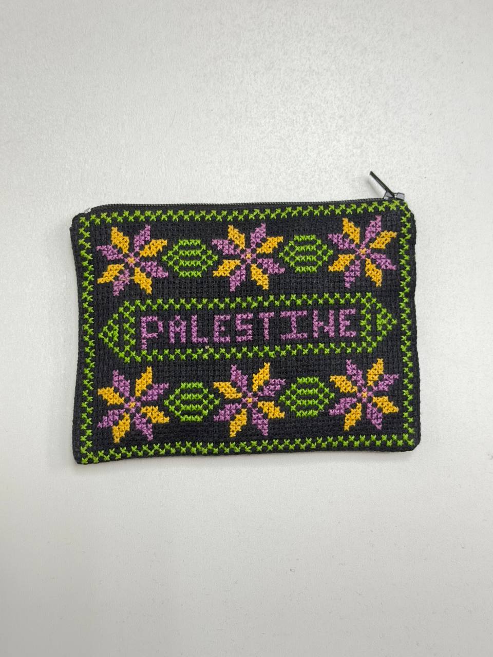 Hand-Embroidered Palestinian Heritage Zipper Pouch