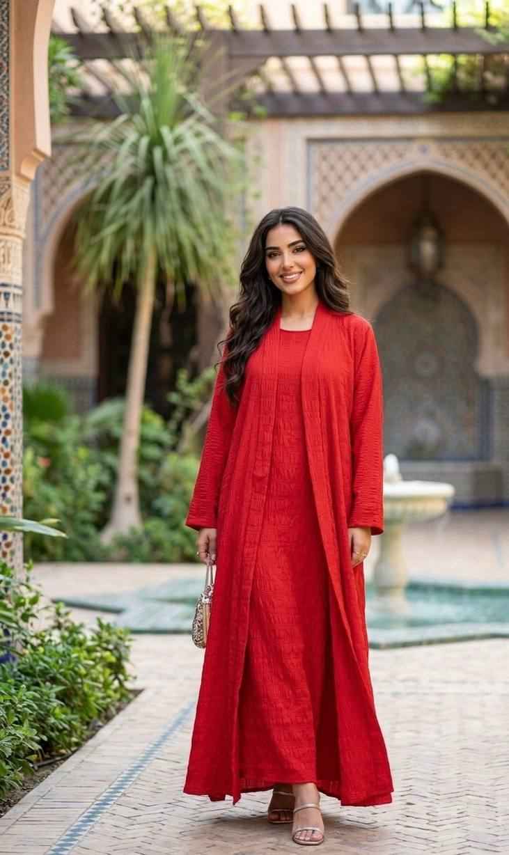 Ruby Dubai Crepe Abaya Set