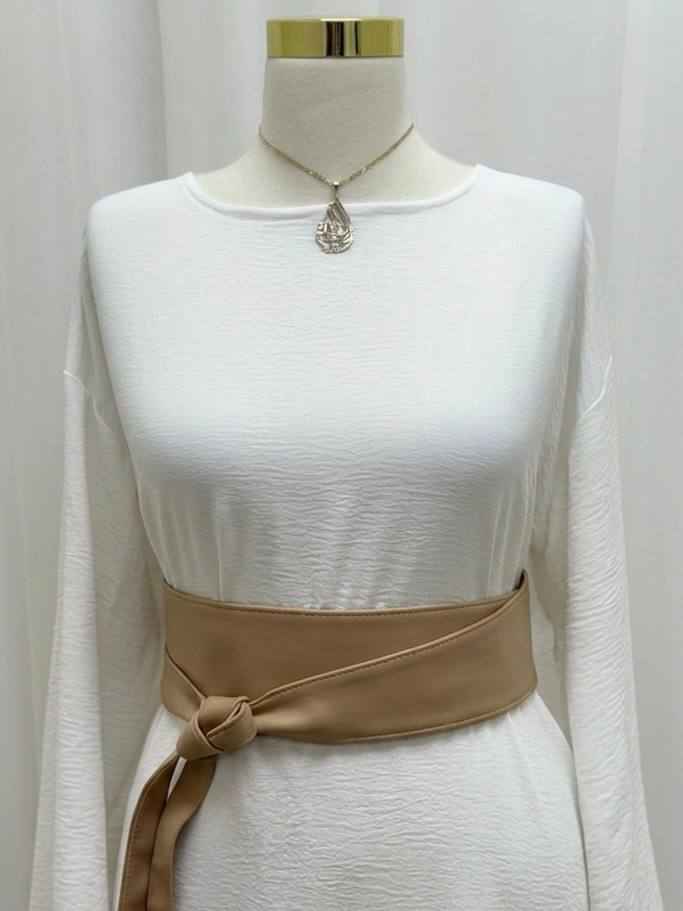 Dark Beige Elegance Satin Wrap Belt