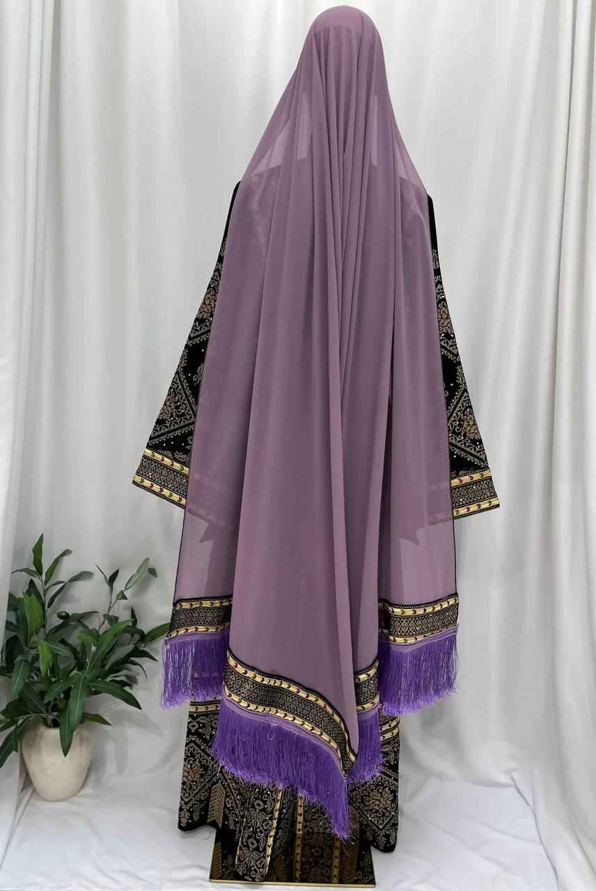 Layali Lavender Chiffon Khirka with Tassel Trim