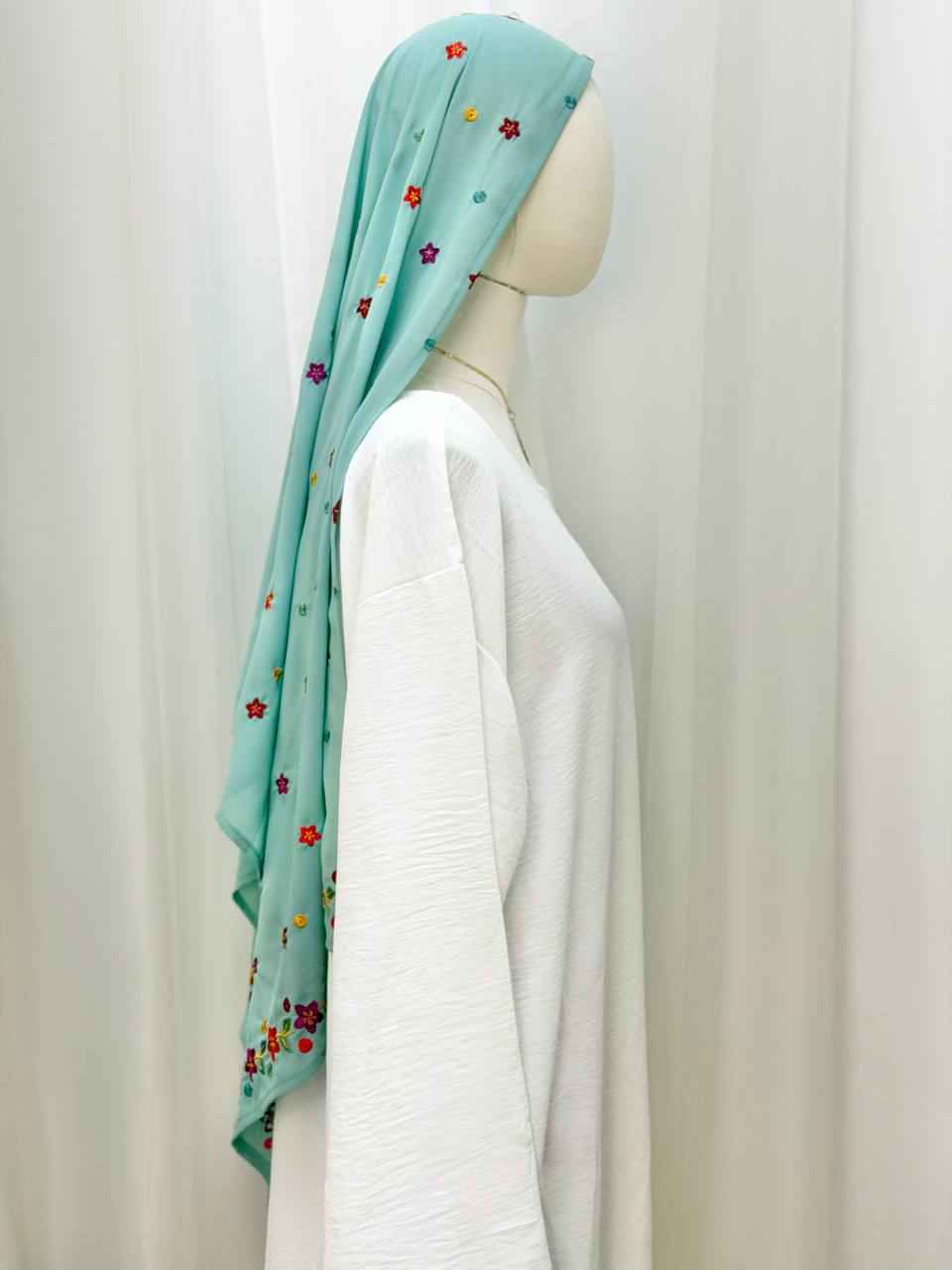 Blossom Breeze Hand-Embroidered Scarf