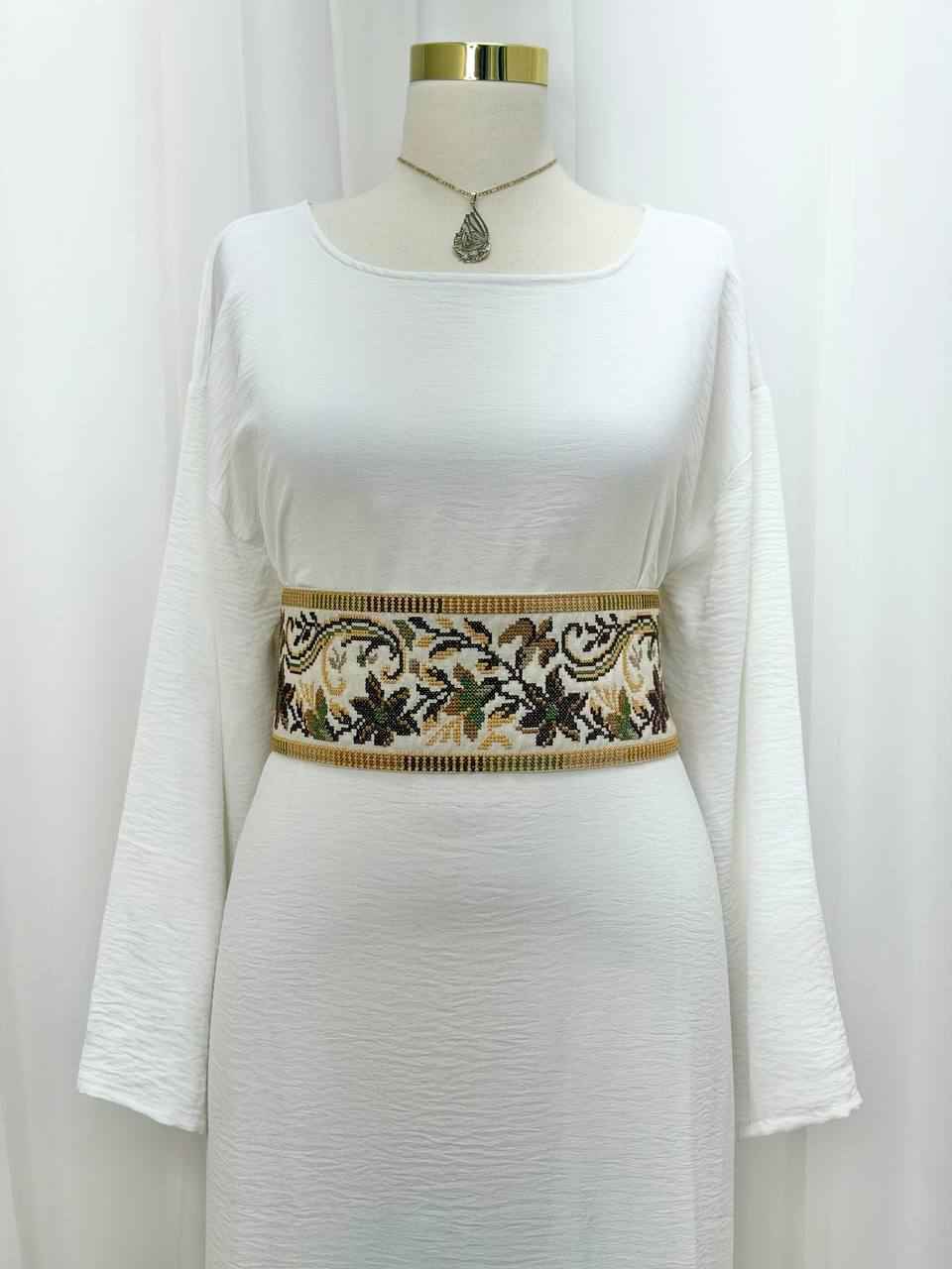 Olive Bloom Embroidered Belt