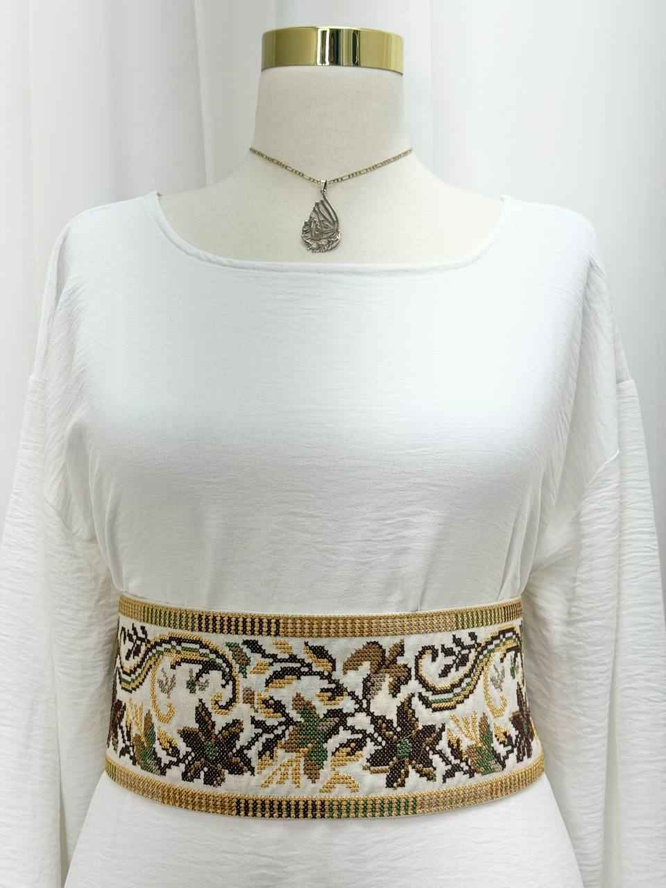 Olive Bloom Embroidered Belt