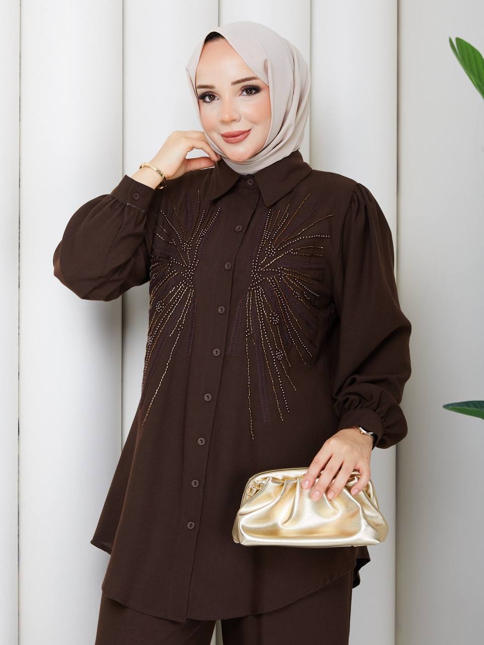 Hand-Embroidered Soft Linen Two-Piece Set