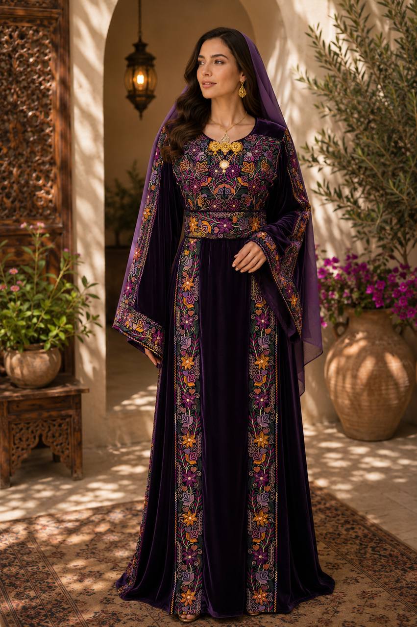 Noul Embroidered Velvet Thobe