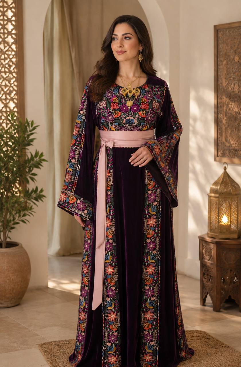 Noul Embroidered Velvet Thobe