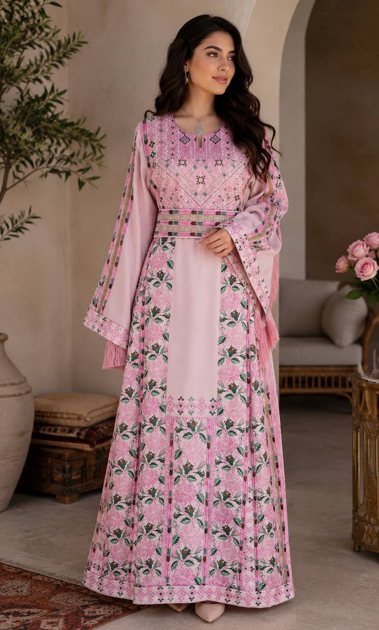 Dejan Embroidered Thobe with Beaded Manajel Details