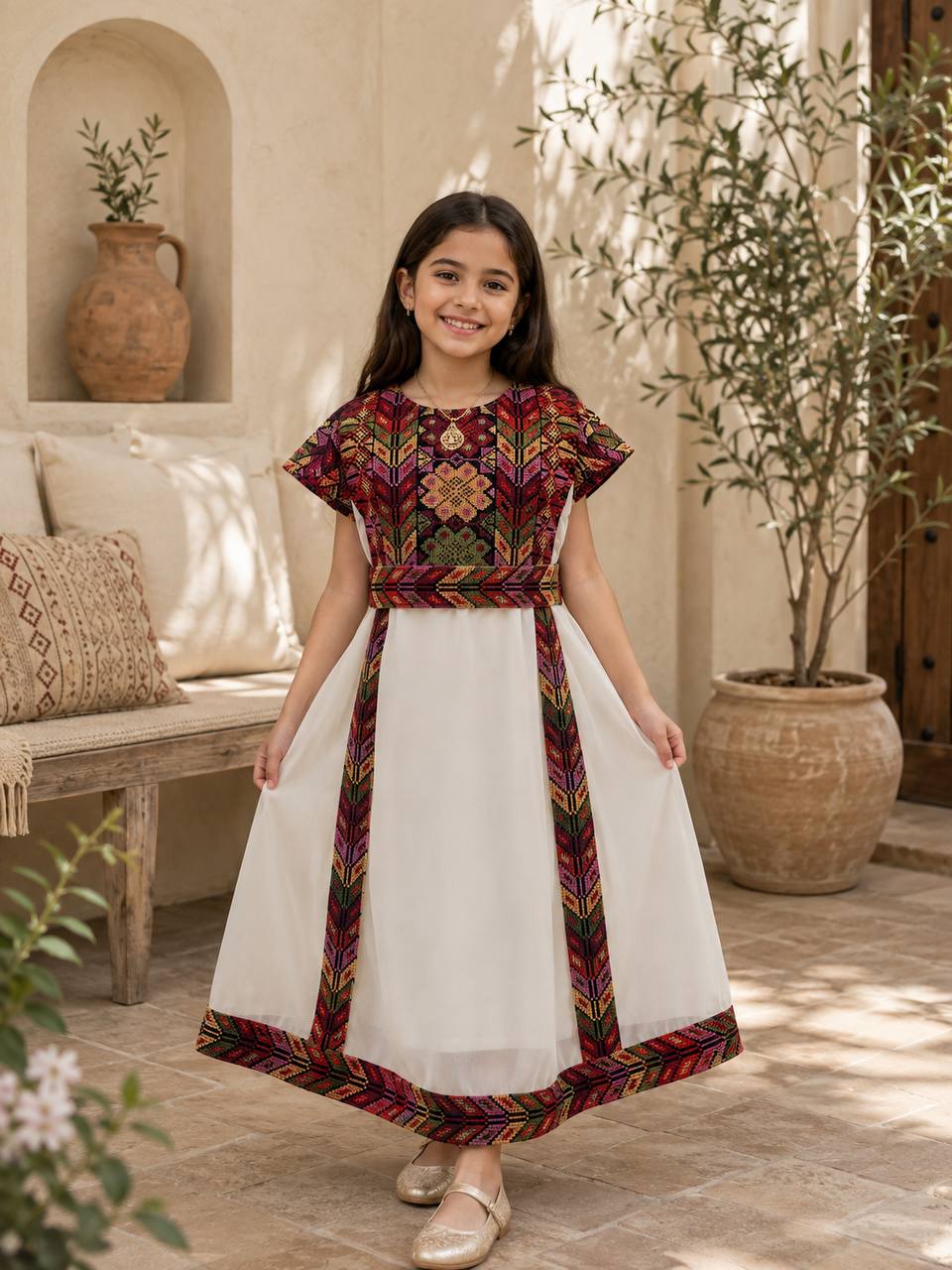 Girls’ Fella Embroidered Chiffon Dress