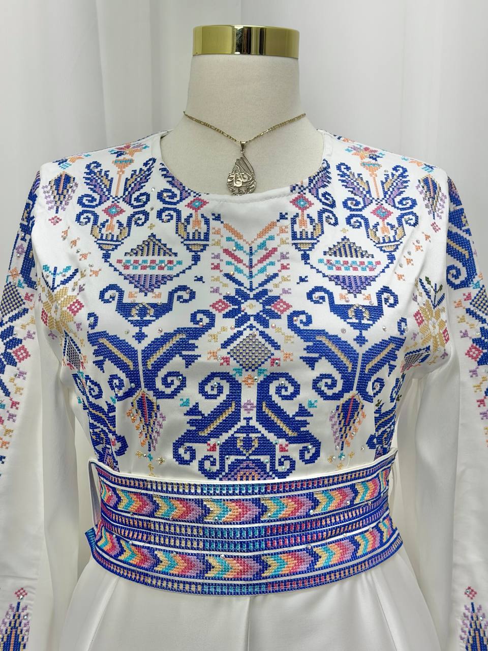 Hala Embroidered Satin Dress