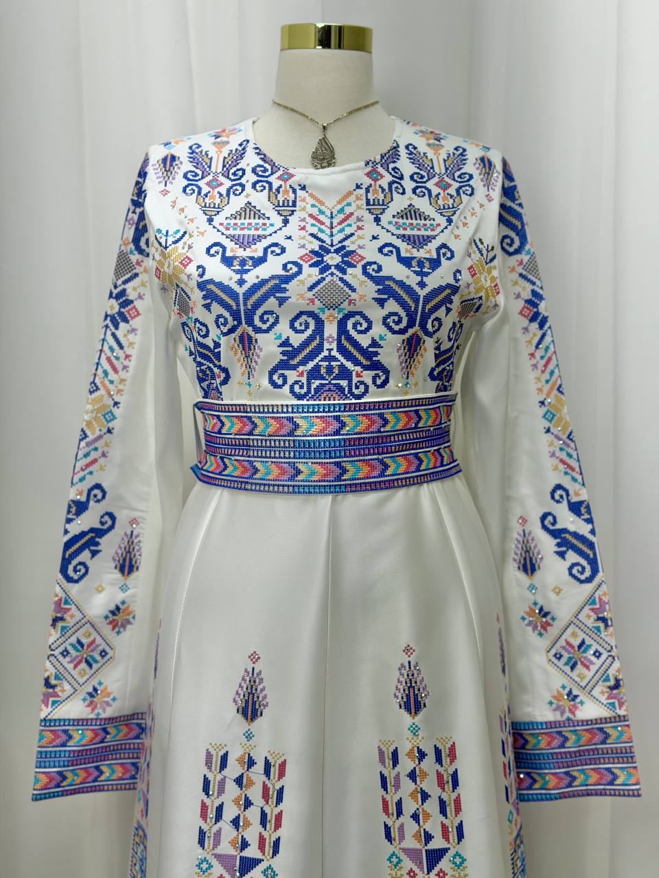 Hala Embroidered Satin Dress
