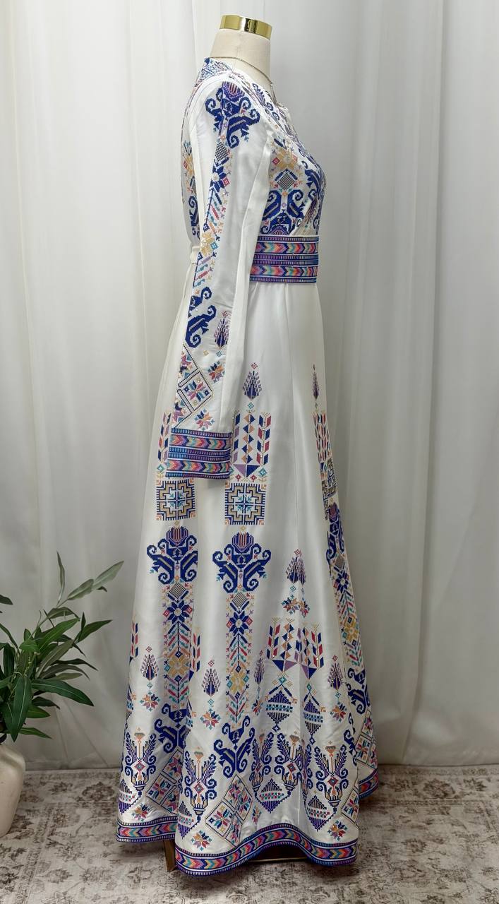 Hala Embroidered Satin Dress