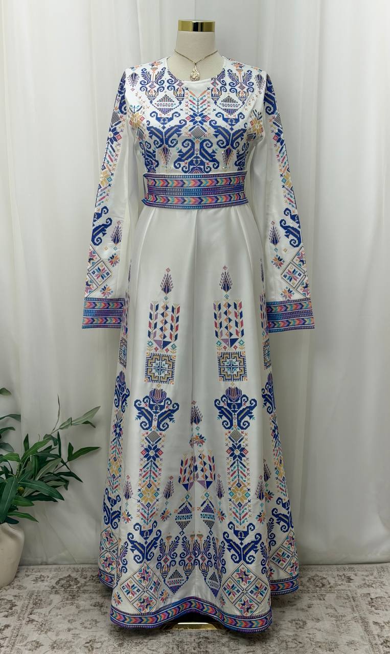 Hala Embroidered Satin Dress
