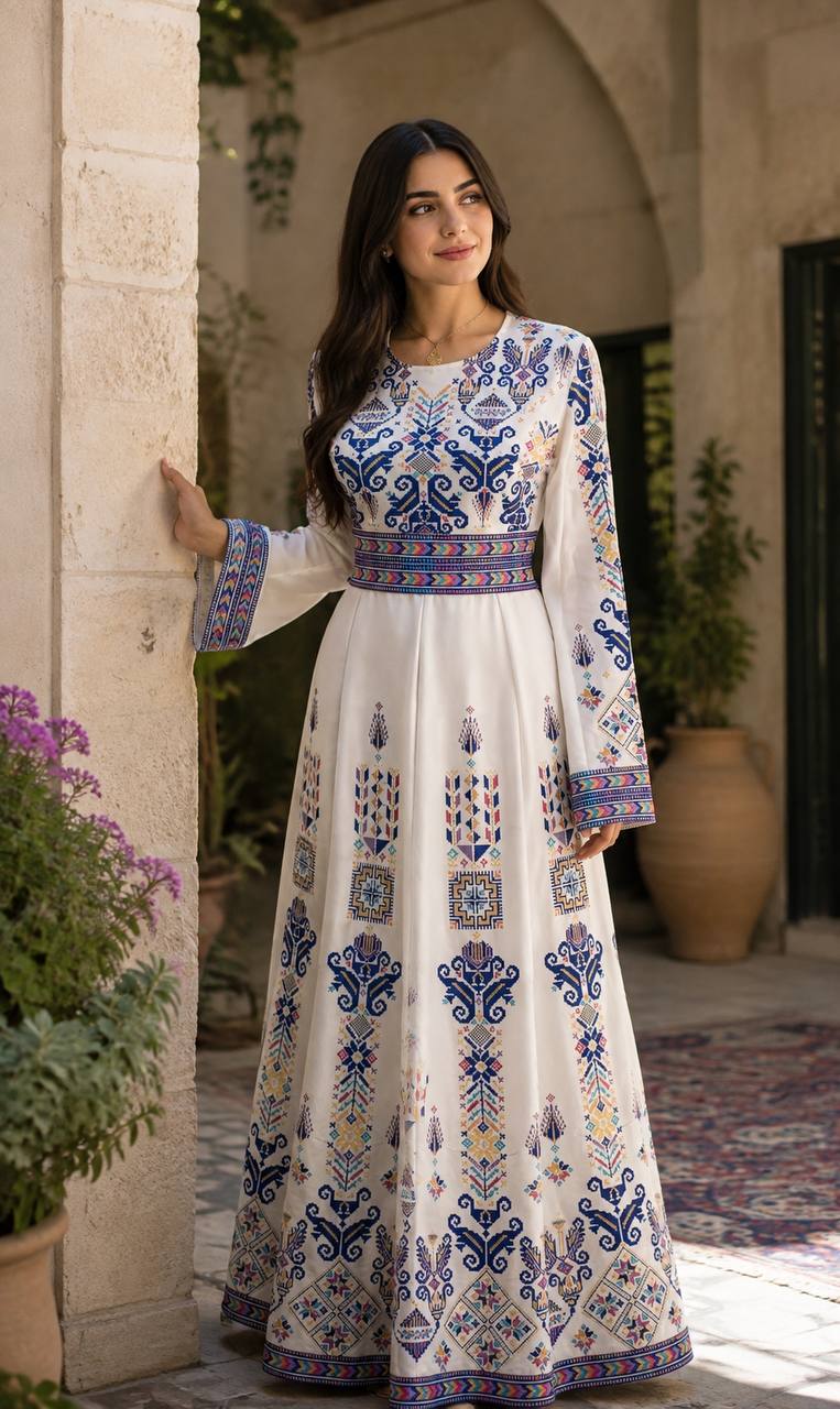 Hala Embroidered Satin Dress
