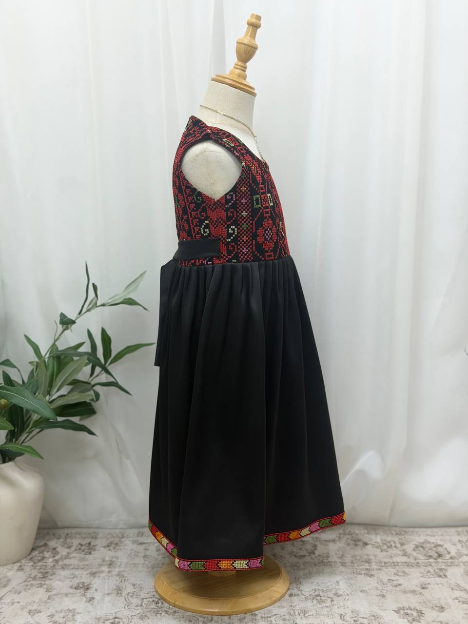 Eileen Embroidered Satin Dress