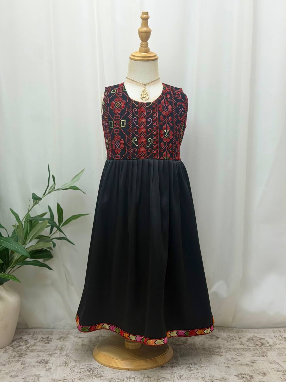 Eileen Embroidered Satin Dress
