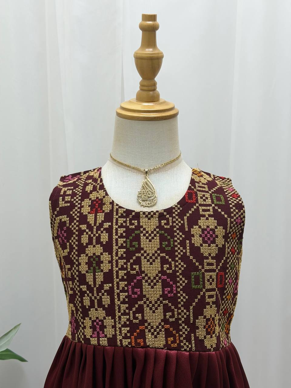 Eileen Embroidered Satin Dress