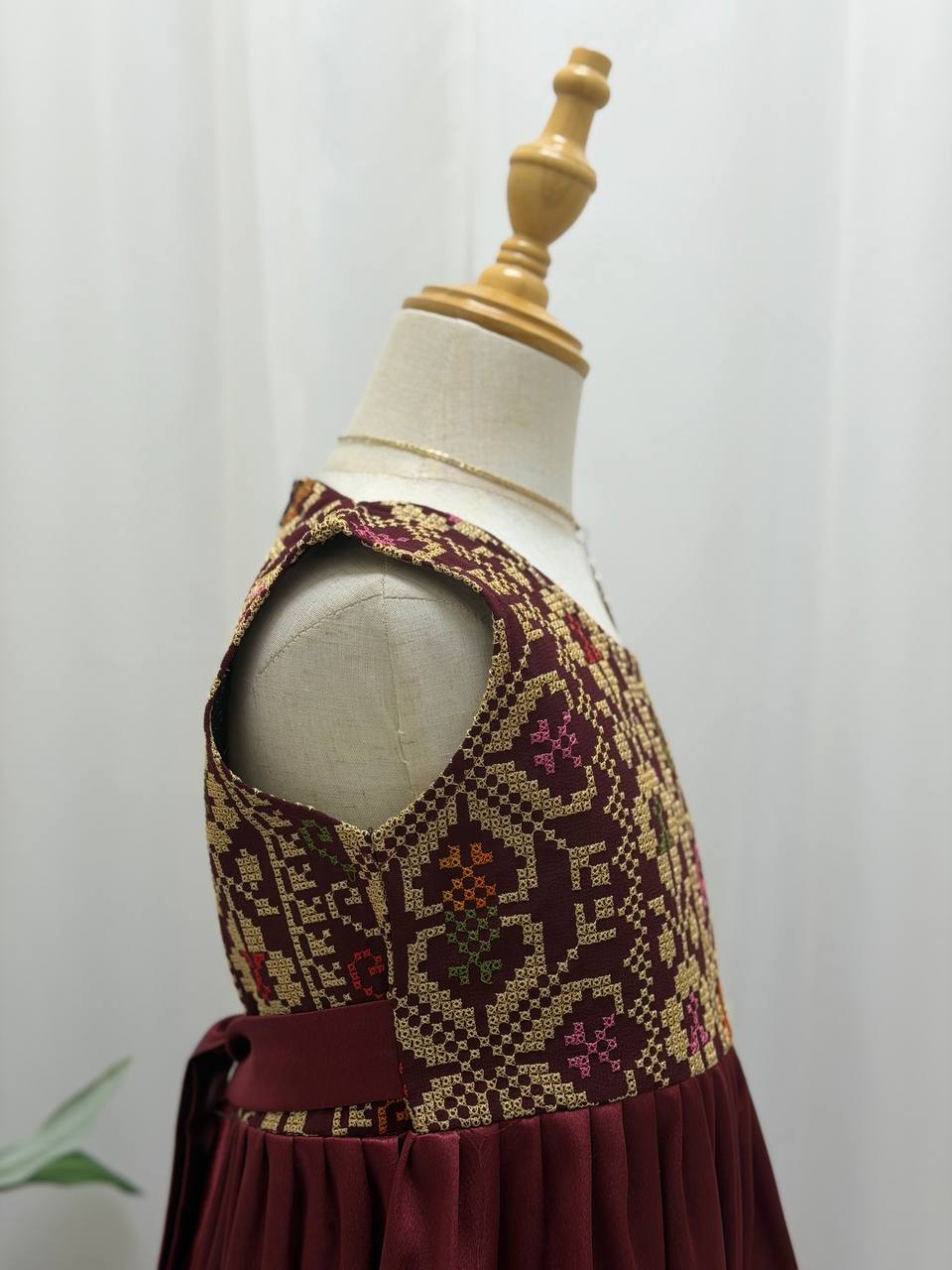 Eileen Embroidered Satin Dress
