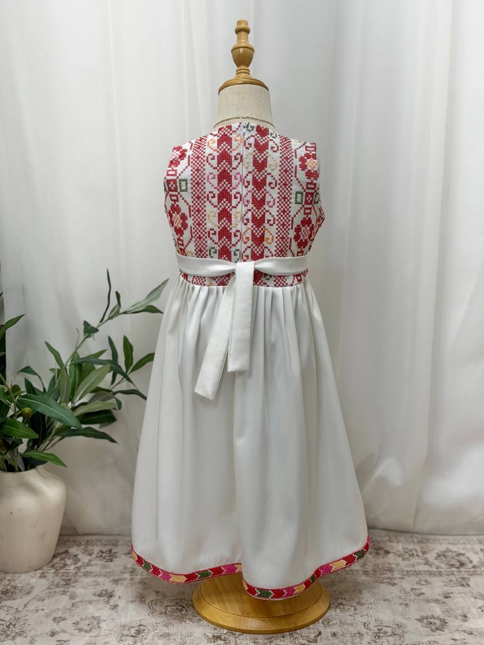 Eileen Embroidered Satin Dress