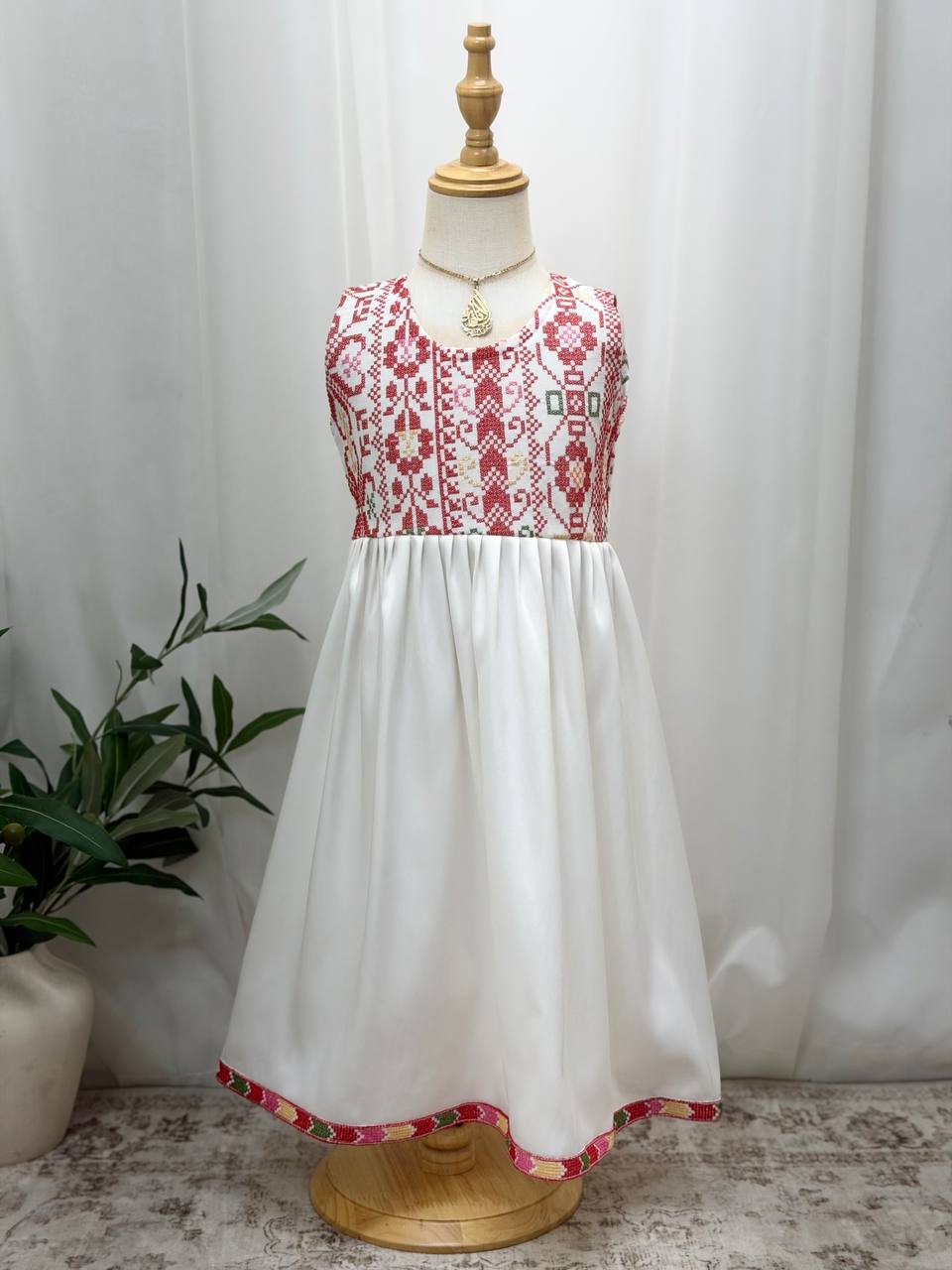 Eileen Embroidered Satin Dress