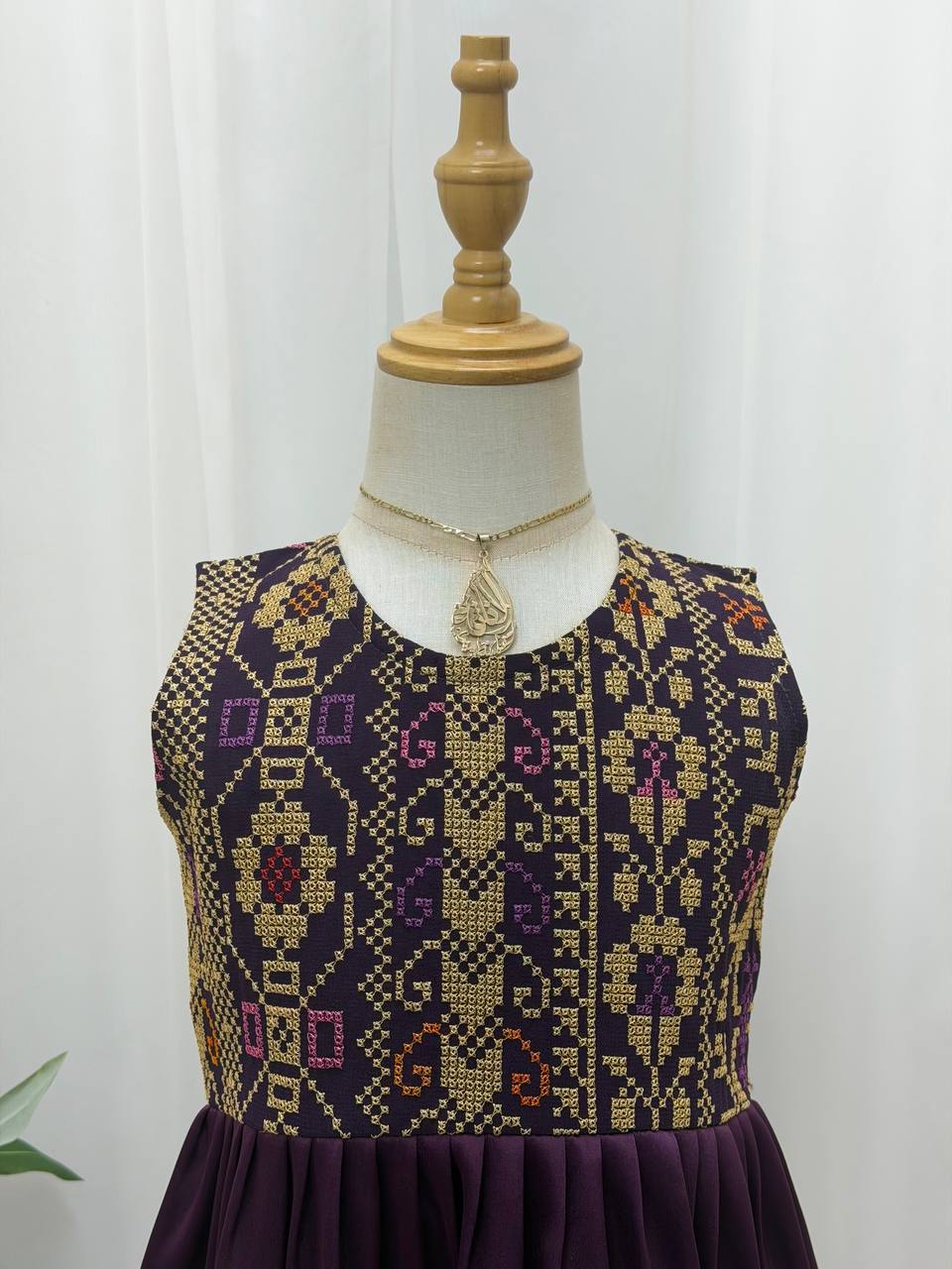 Eileen Embroidered Satin Dress