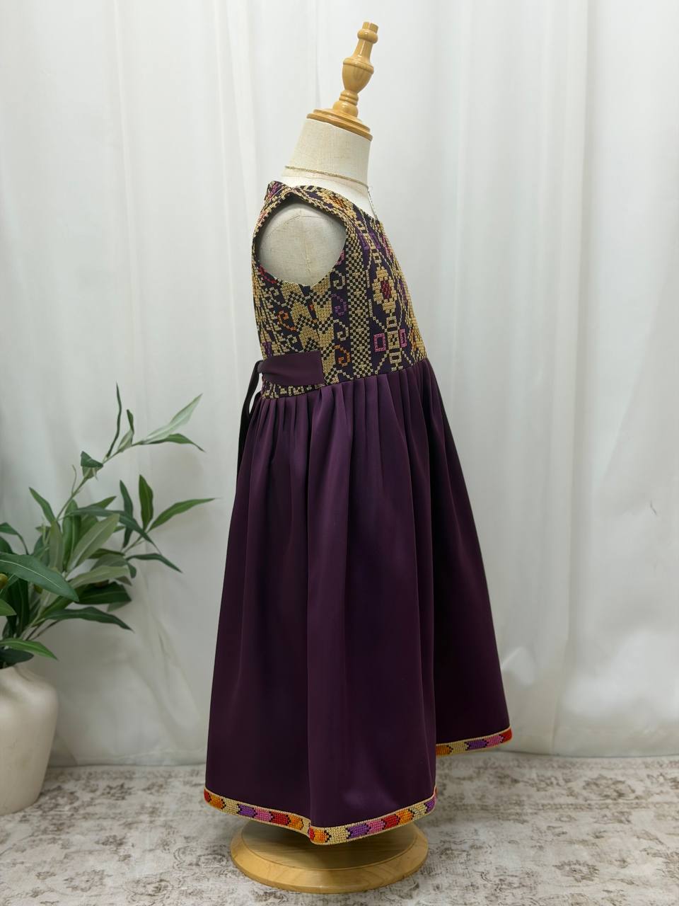 Eileen Embroidered Satin Dress