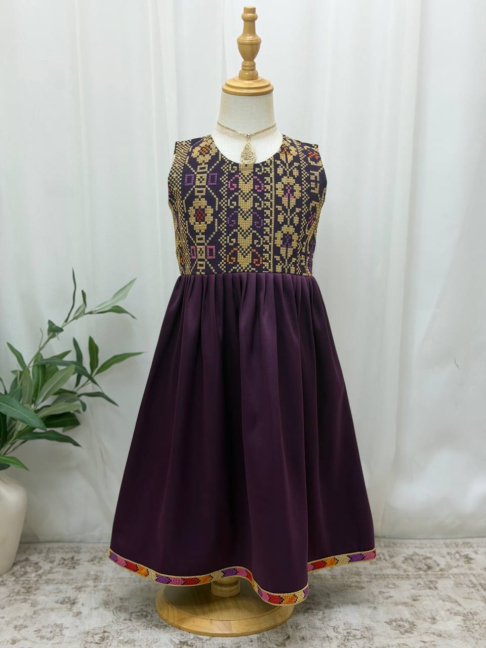 Eileen Embroidered Satin Dress
