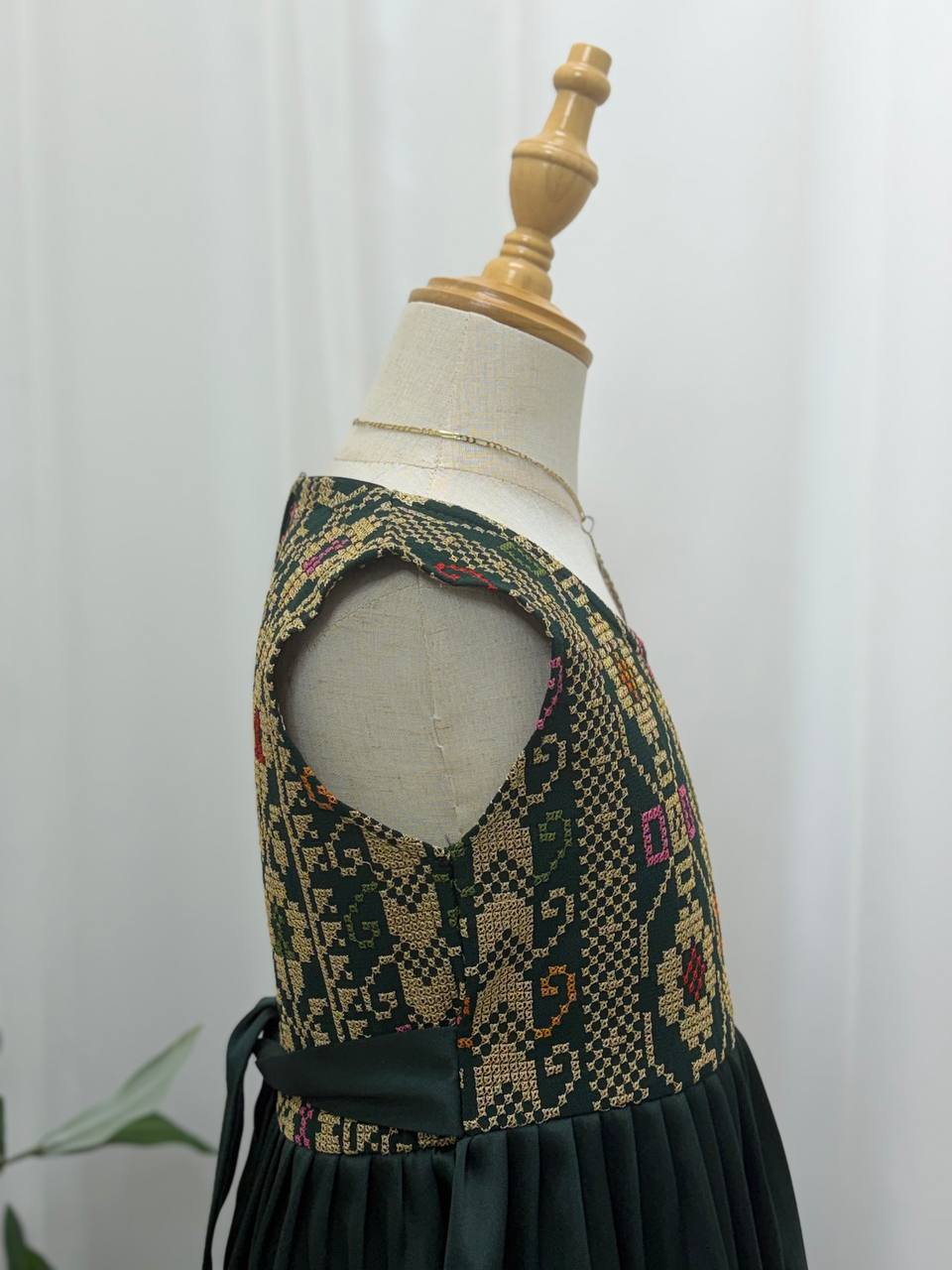 Eileen Embroidered Satin Dress