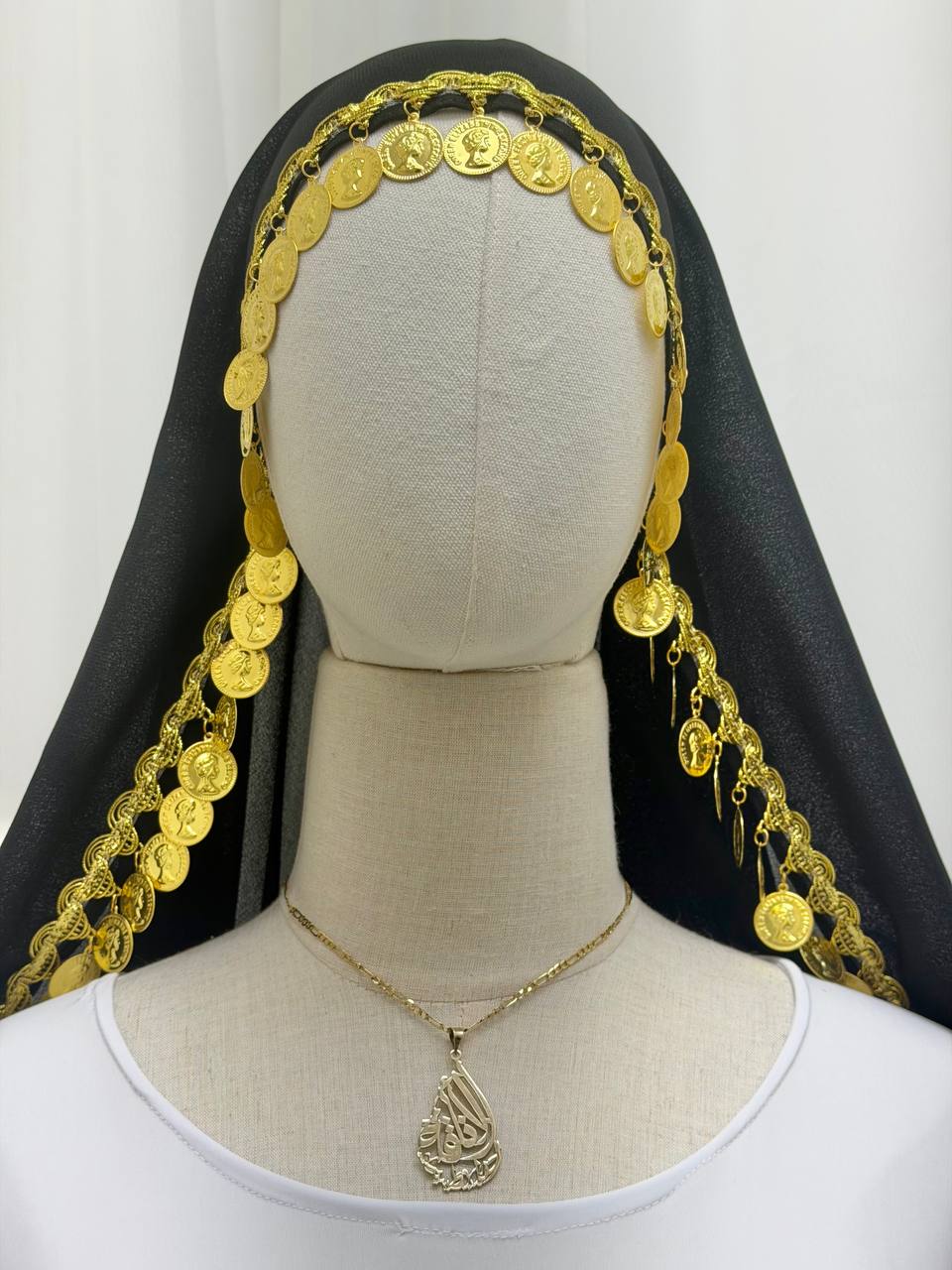 Yasmeen Coin-Trimmed Tie Shawl-Khirka