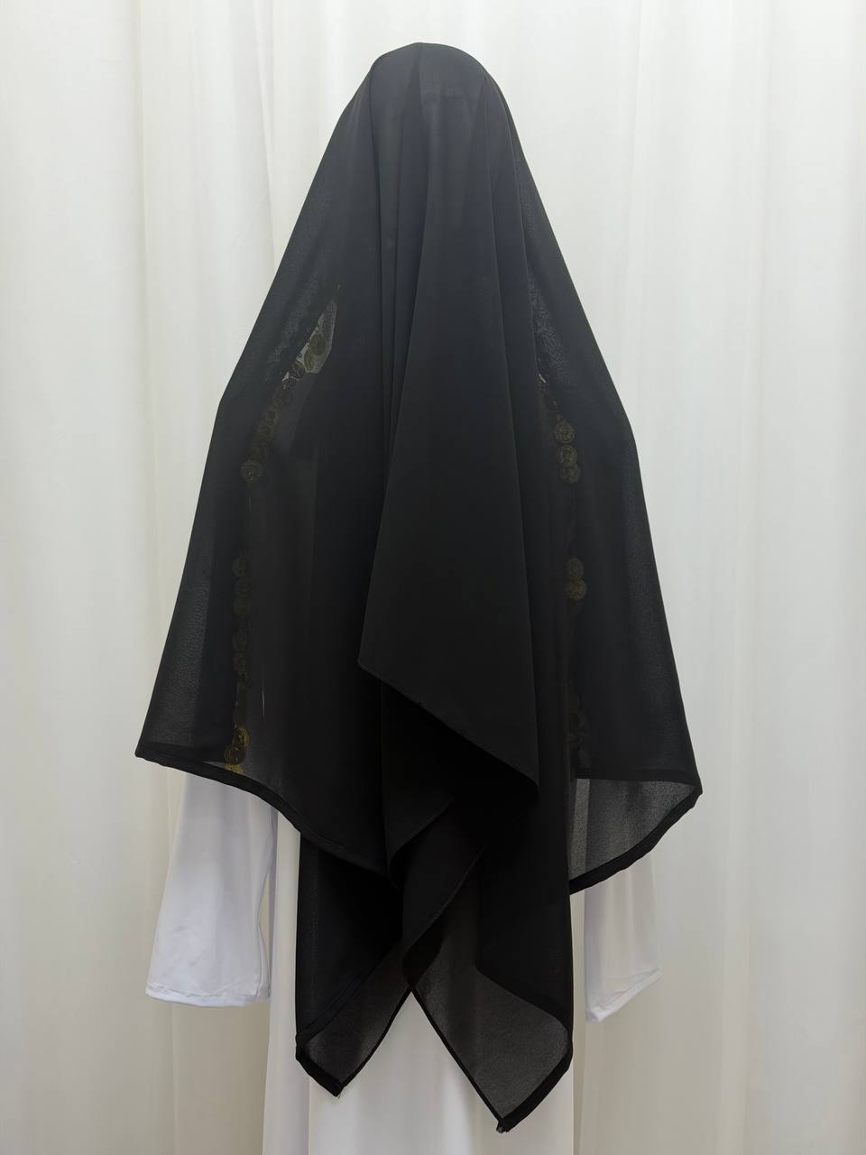 Yasmeen Coin-Trimmed Tie Shawl-Khirka