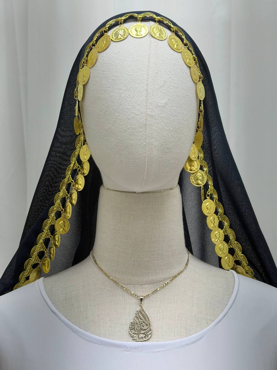 Yasmeen Coin-Trimmed Tie Shawl-Khirka