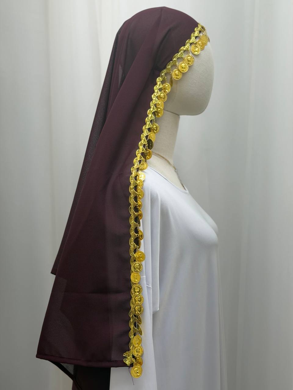 Yasmeen Coin-Trimmed Tie Shawl-Khirka