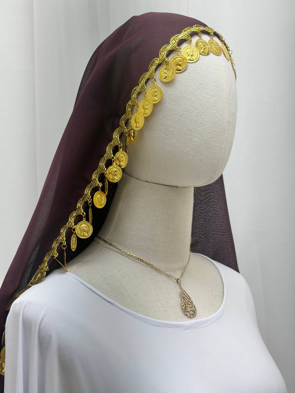 Yasmeen Coin-Trimmed Tie Shawl-Khirka