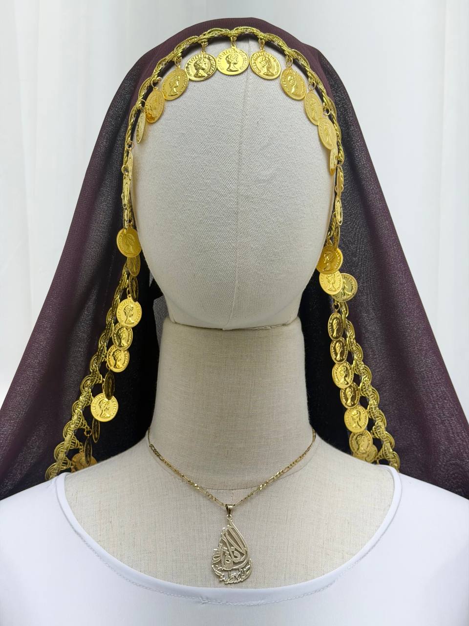 Yasmeen Coin-Trimmed Tie Shawl-Khirka