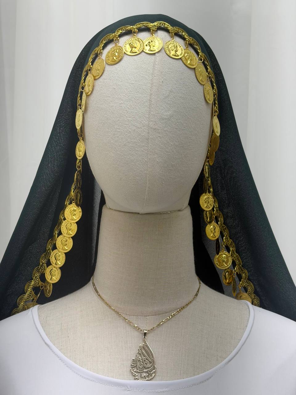 Yasmeen Coin-Trimmed Tie Shawl-Khirka