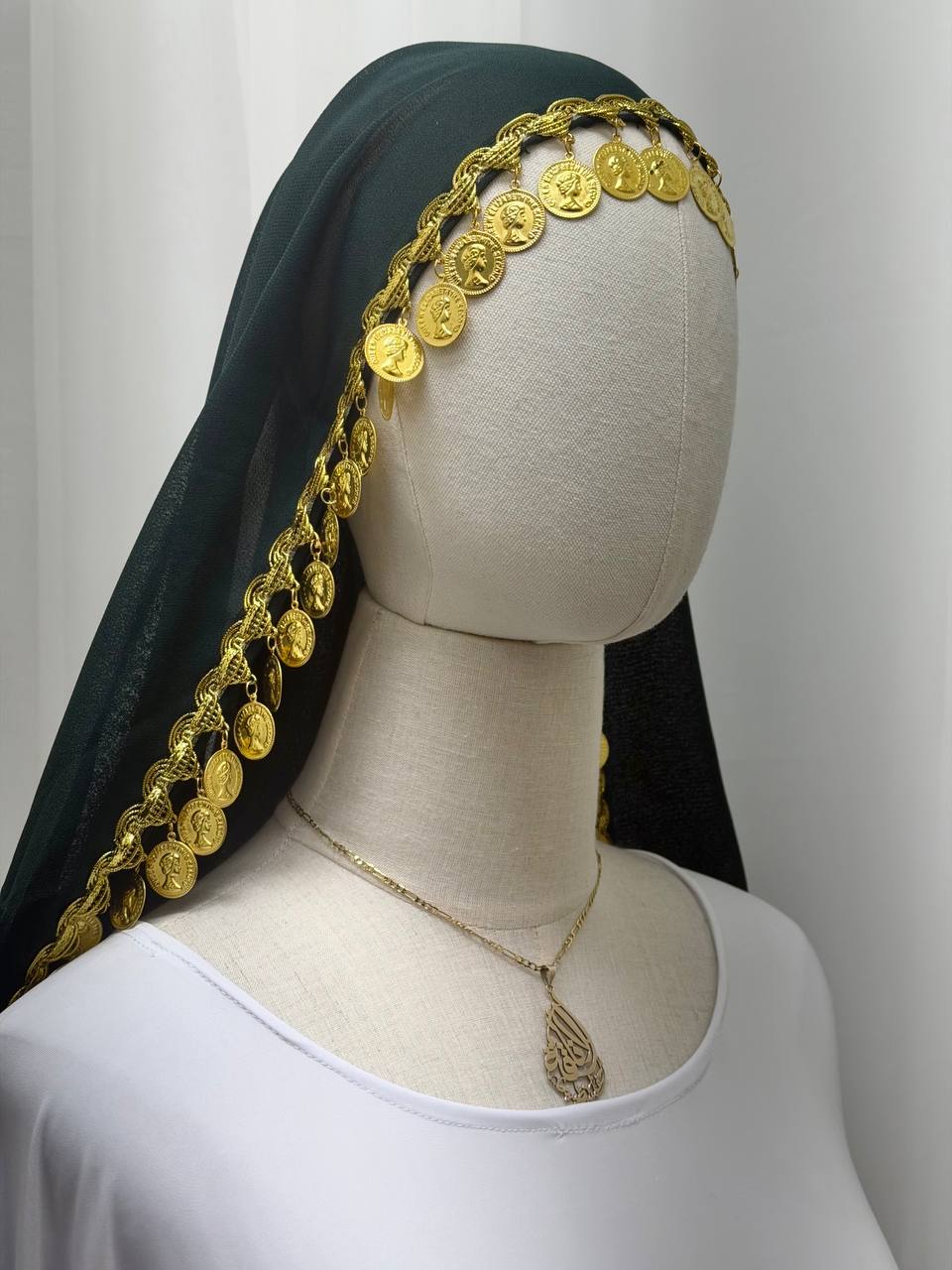 Yasmeen Coin-Trimmed Tie Shawl-Khirka
