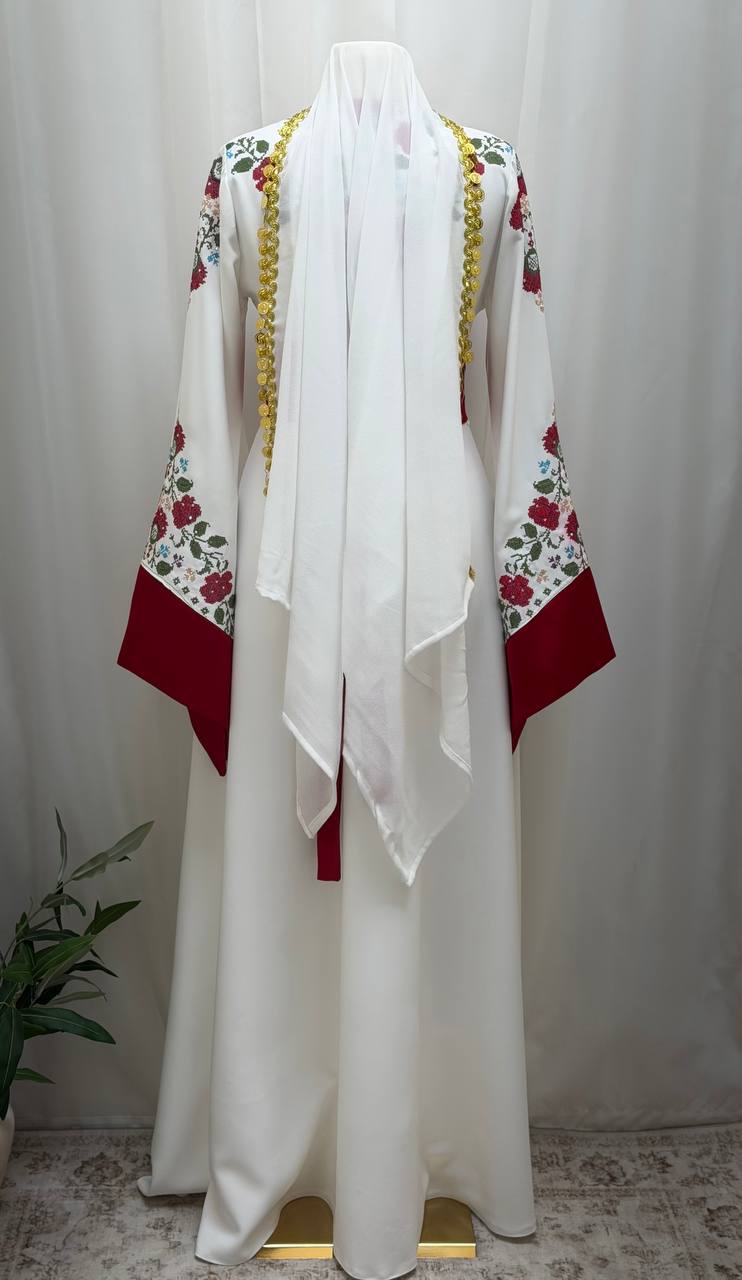 Yasmeen Coin-Trimmed Tie Shawl-Khirka