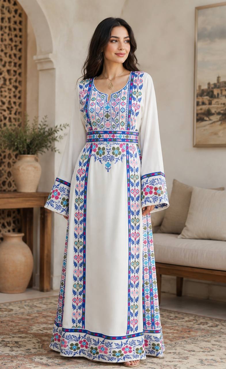 Zahra Al-Nargis Palestinian Embroidered Thobe