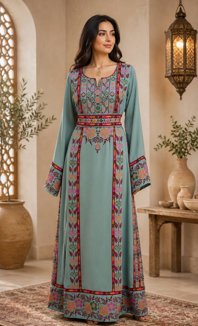 Zahra Al-Nargis Palestinian Embroidered Thobe