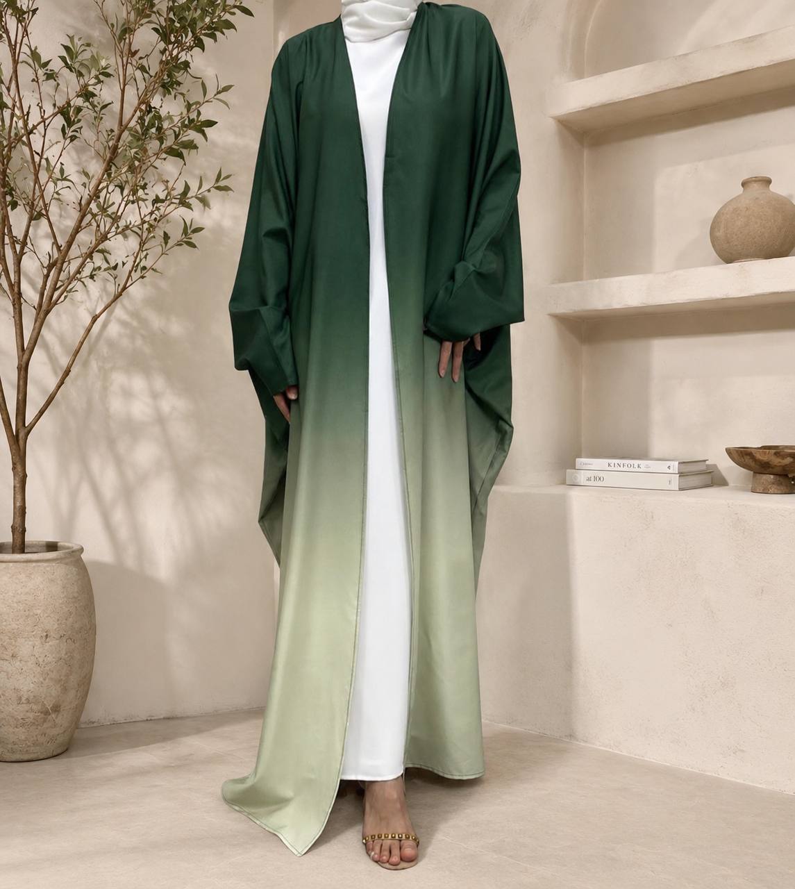 Satin Ombre Open Cardigan Abaya