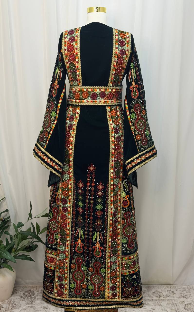 Emerald Green Velvet Palestinian Thobe